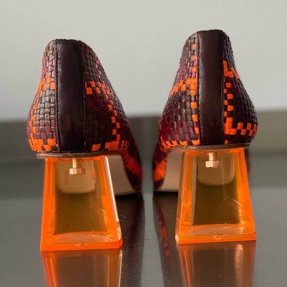 MIISTA London  NW! - Gertrude Techno Brown Check Woven Leather heels size 9.5 US - Picture 4 of 11